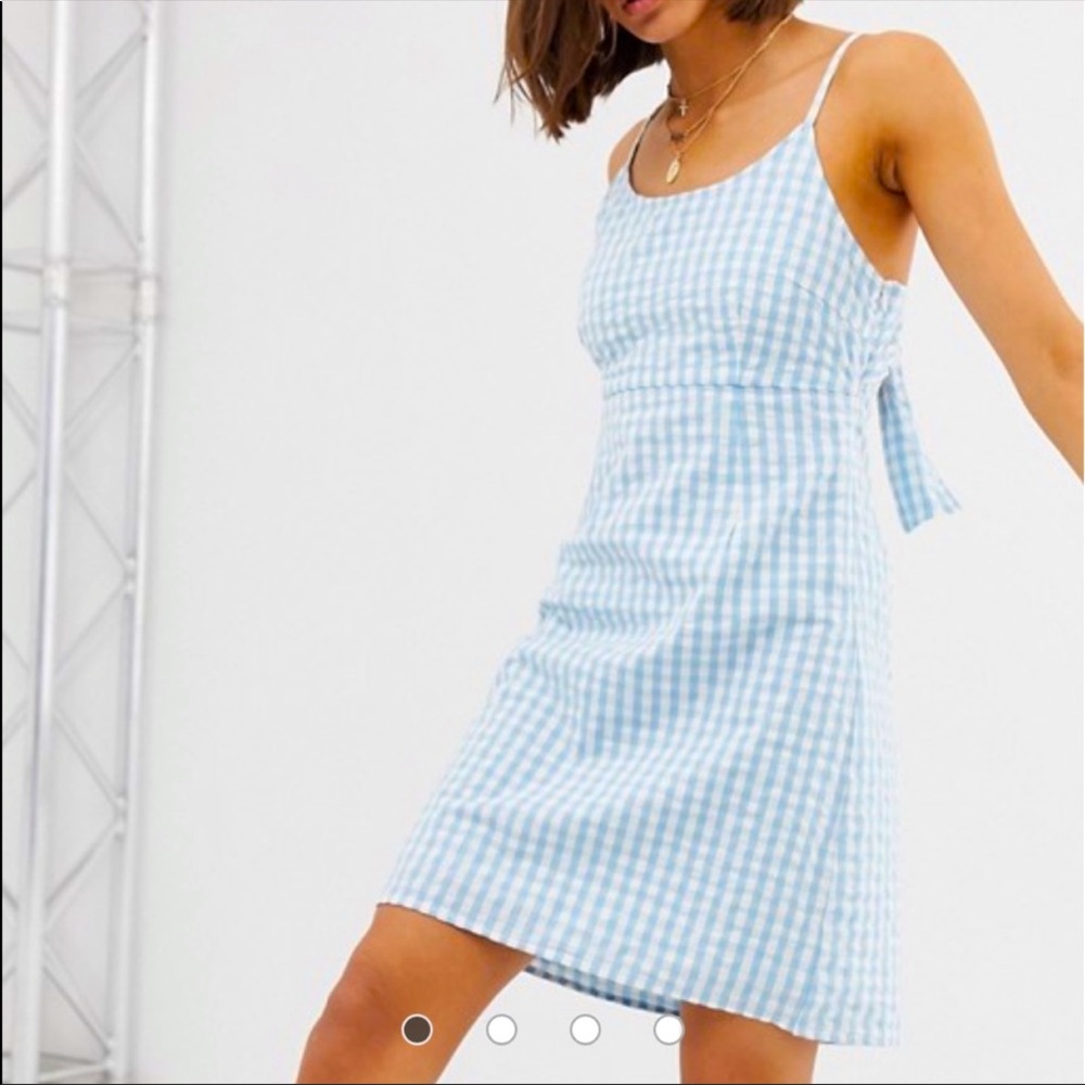 ASOS blue gingham sundress w tie back worn once